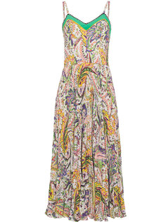плиссированное платье с цветочным принтом Etro
