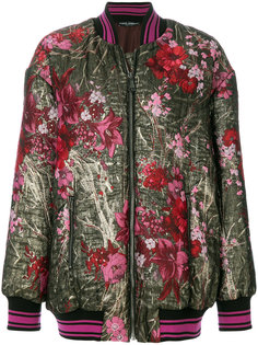 удлиненная куртка-бомбер с цветочной вышивкой Dolce &amp; Gabbana