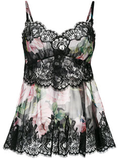 кружевная камисоль с принтом роз Dolce &amp; Gabbana