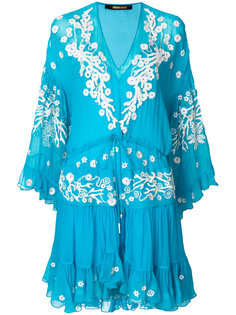 платье с рюшами с вышивкой Roberto Cavalli