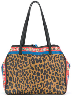 сумка-тоут с цветочным и леопардовым принтами Etro