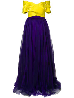 двухцветное платье с юбкой из тюля Delpozo