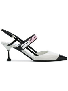 туфли-лодочки с открытой пяткой и бляшкой с логотипом Prada
