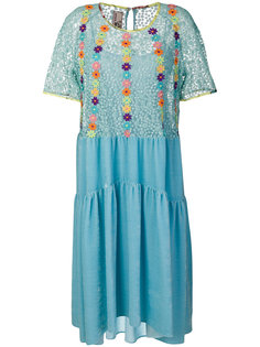 расклешенное платье  с цветочной вышивкой Antonio Marras