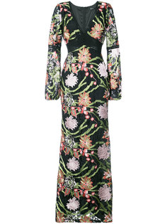 платье макси с цветочным рисунком Badgley Mischka
