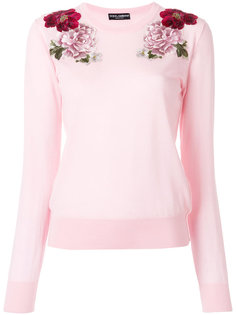 свитер с вышитыми розами Dolce &amp; Gabbana