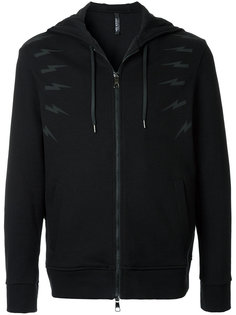 lightning bolt zipped hoodie Neil Barrett