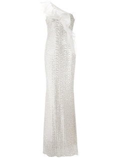 платье на одно плечо с пайетками  Badgley Mischka