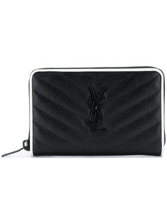 стеганый компактный кошелек с монограммой Saint Laurent