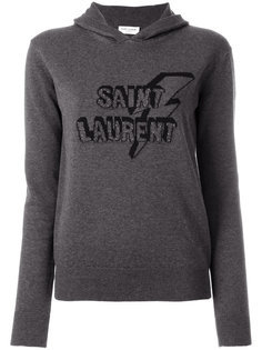 branded knit hoodie Saint Laurent
