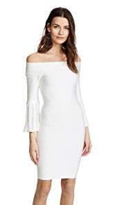Herve Leger Bell Sleeve Off the Shoulder Dress