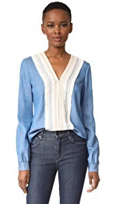 Jonathan Simkhai Fluid Chambray V Neck