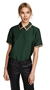 Scotch &amp; Soda/Maison Scotch Short Sleeve Top with Contrast Collar