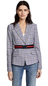 Milly Italian Pinstripe Belted Blazer