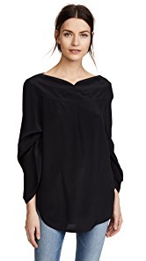 Nina Ricci Boat Neck Blouse with Adjustable Sleeves