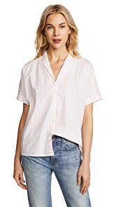Stateside Short Sleeve Striped Oxford Button Down