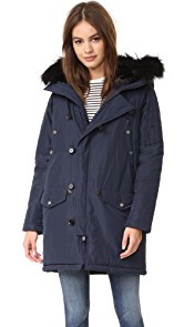 The Kooples Satin Fur Parka