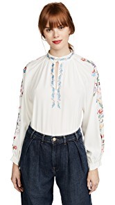 Vilshenko Faye Embroidered Silk Blouse