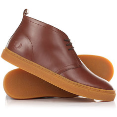 Кеды кроссовки высокие Fred Perry Hawley Mid Leather Chestnut