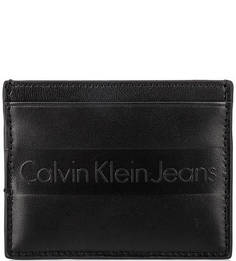 Кожаная визитница с логотипом бренда Calvin Klein Jeans