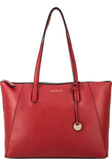 Красная кожаная сумка с длинными ручками Coccinelle