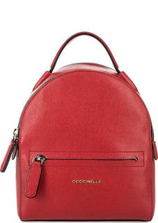 Красный кожаный рюкзак с карманом Coccinelle