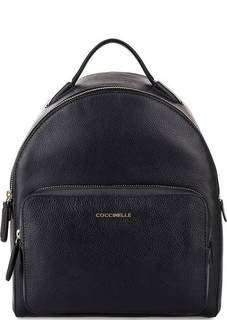 Синий кожаный рюкзак на молнии Coccinelle