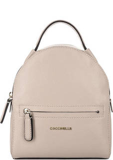 Маленький кожаный рюкзак бежевого цвета Coccinelle