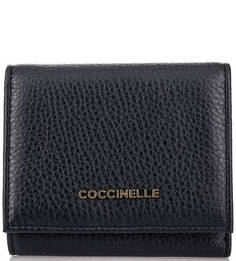 Синий кожаный кошелек на кнопке Coccinelle