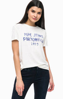 Трикотажная футболка с контрастным принтом Pepe Jeans