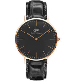 Кварцевые часы с кожаным ремешком с выделкой под рептилию Daniel Wellington