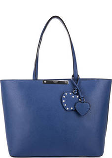 Вместительная синяя сумка в форме трапеции Guess