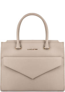 Бежевая кожаная сумка с короткими ручками Lancaster