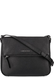 Черная кожаная сумка с откидным клапаном Lancaster