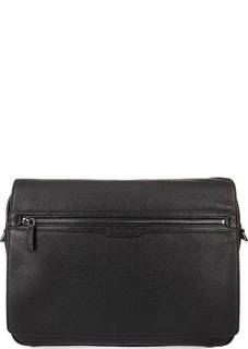 Черная кожаная сумка с широким плечевым ремнем Lancaster