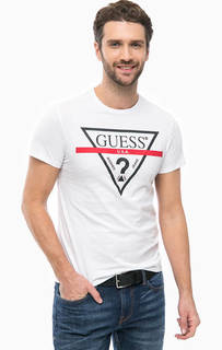 Белая футболка с контрастным принтом Guess