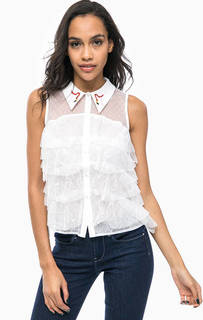 Блуза с прозрачными вставками и вышивкой Guess