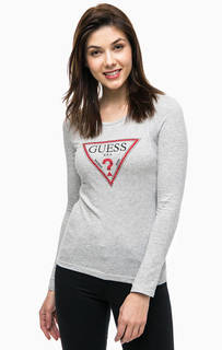 Серая хлопковая футболка с принтом Guess