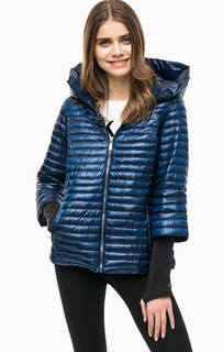 Синий демисезонный пуховик с капюшоном Dkny