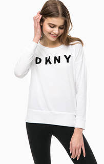 Белая хлопковая футболка с принтом Dkny