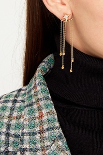 Золотистые серьги с подвесками-цепями Exclaim