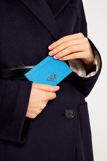 Голубой кожаный футляр для карт Prada