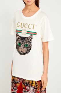 Хлопковая футболка с вышивкой Gucci