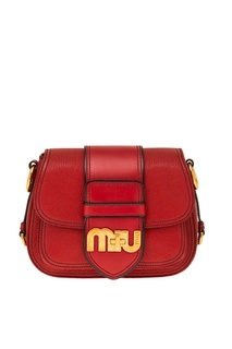 Красная сумка на широком ремне Miu Logo