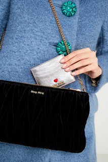 Серебристый футляр для карт Miu Miu