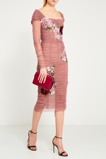 Драпированное платье с цветами Dolce & Gabbana