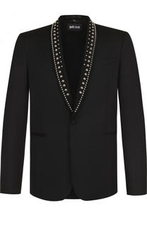 Однобортный пиджак с отделкой на лацканах Just Cavalli