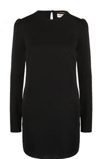 Однотонное шелковое мини-платье с длинным рукавом Saint Laurent