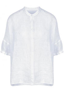 Однотонная льняная блуза с коротким рукавом 120% Lino