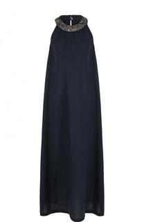 Льняное платье-макси с декоративной отделкой 120% Lino